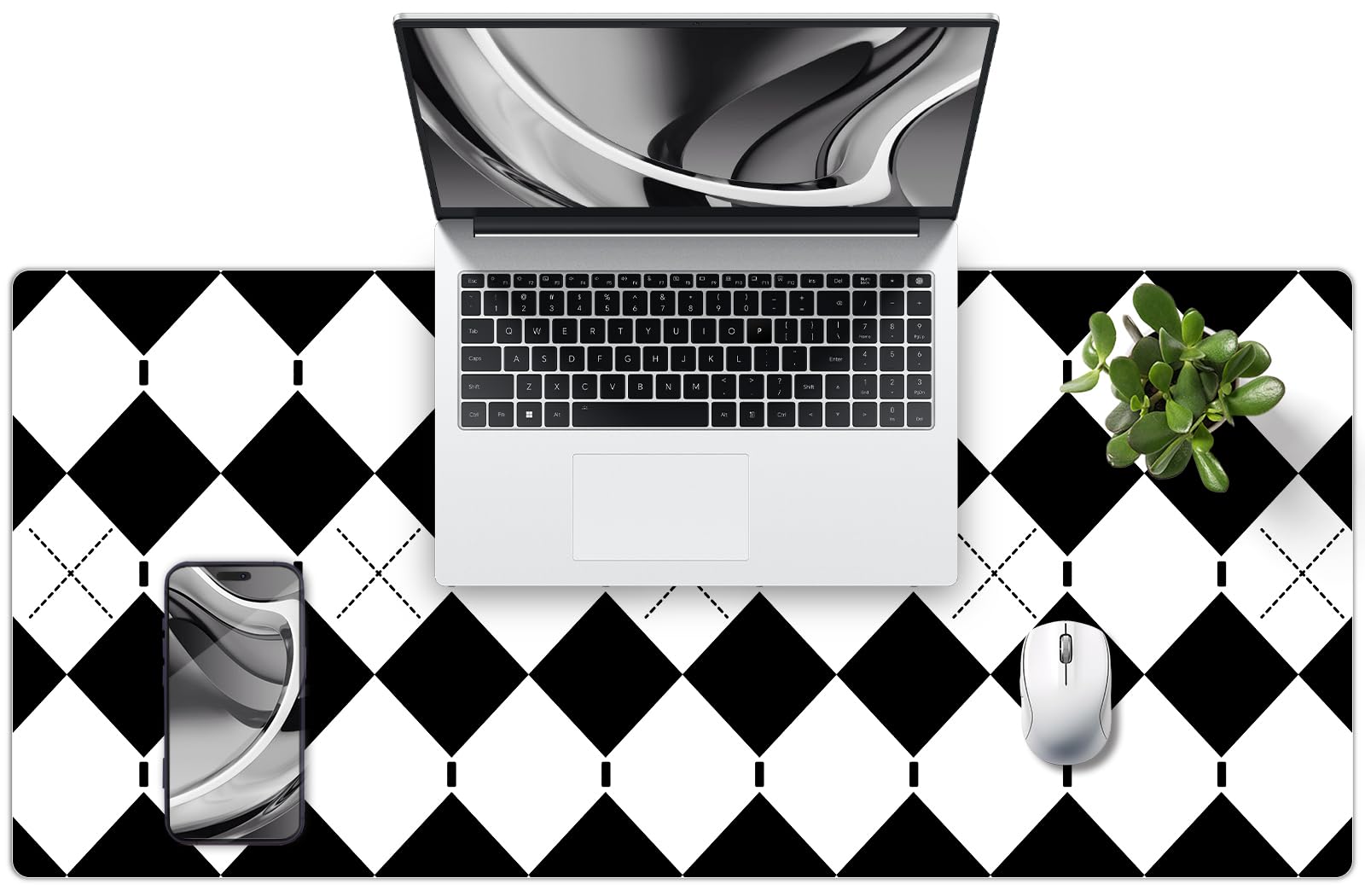 Photo 1 of Checkered Desk Pad – PU Leather Desk Pad Protector, Non-Slip Office Desk Mat for Desk, Waterproof Desk Blotter Pad, Easy Clean Laptop Writing Mat for Work/Home/Decor (35.4" x 15.7", White Black)