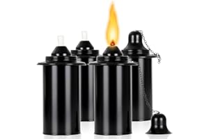 Lunluarai 16oz Torch Replacement Canisters, Bamboo Lantern Refillable Torches, Decorative Torch Canister Replacement for Yard, Patio, Deck, Garden, Party, Landscap (16OZ-4PCS)