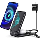 leQuiven 3 in 1 Wireless Charging Station, Foldable Wireless Charger Stand Compatible for iPhone 13/12/11/Pro Max/XR/XS Max/X