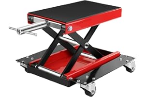 Stanz (TM) 1100 LB Steel Heavy Duty Wide Deck ATV Motorcycle Bike Scooter Scissor Lift Jack Crank Stand with Wheel Dolly Safe