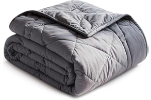 JOLLYVOGUE Weighted Blanket (15lbs, 60''x80''), Heavy Blanket Washable for Adult with Premium Glass Beads-Grey