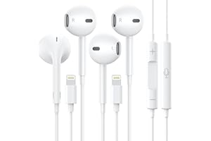 WASABI MANGO 2 Pack-Apple Earbuds Headphones with Lightning Connector 【Apple MFi Certified】 Built-in Microphone & Volume Control, Noise Isolating Wired Earphones for iPhone 14/13/12/11/XR/XS/X/8/7 Support All iOS