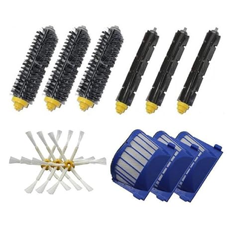 3x Borstenpinsel + 3x Flexible Schlägerbürsten + 3x 6-Armed Seitenbürsten + 3x Aero Vac Filter Für iRobot Roomba 600-Serie(62