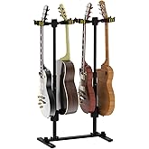 ISXACFF 4 Multi Guitar Stand, 40.2"-50" Height Adjustable Guitar Holder, Metal Floor Guitar Rack with Gravity Protection Lock