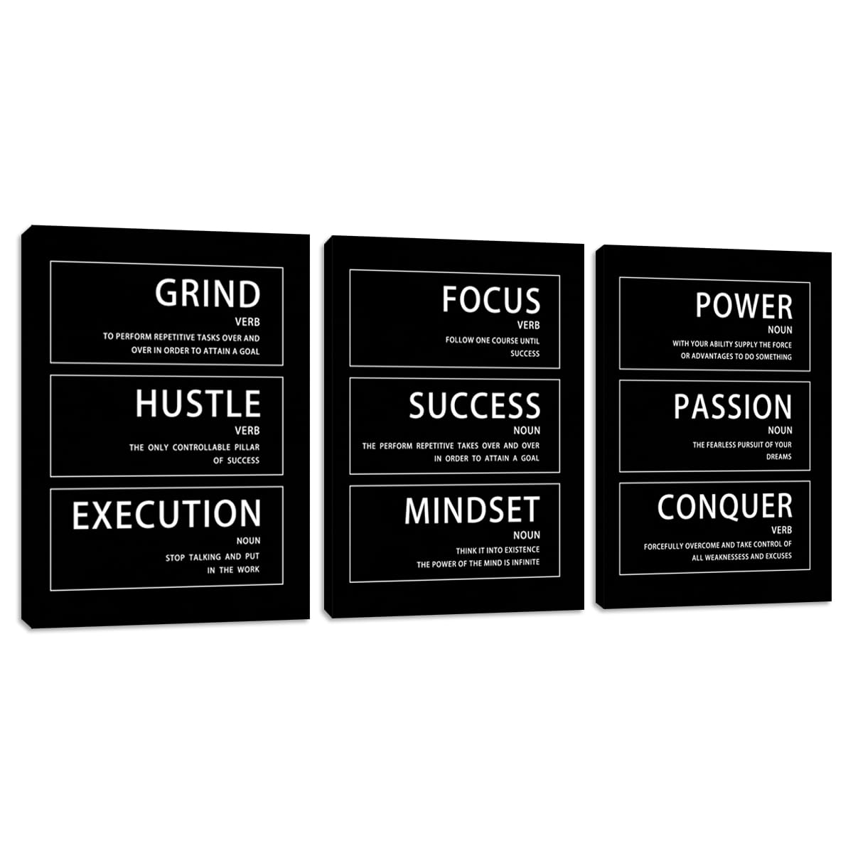 Yetaryy Motivational Wall Art Hustle Grind Execution Wall Art Quotes ...