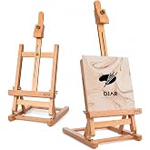 DJAR 25" Adjustable Beech Wood Tabletop Easel for Painting, Natural | Hold Canvas up to 14.5", Adjustable &amp; Portable Folding Design, Desktop Wooden Stand for Teens, Students Adults &amp; Beginners