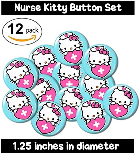 NURSE KITTY FLATBACK BUTTONS - NO PINS (set #2) blue teal cute gifts jewelry supplies badge medical rn