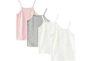 Letoileite 2-8 Years Little Girls Undershirts Tagless Soft Solid Color Girls CamisoleCami Shirt Tank Top（4 Packs）