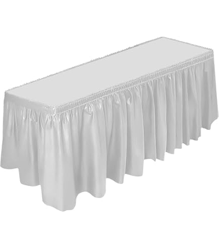 Buy 14FT 10 Mil Thick | Polka Dots Pleated Plastic Table Skirts - Disposable Table Skirt Spill Proof   Whiteblush   Pack Of 1 Table Skirt - View #12