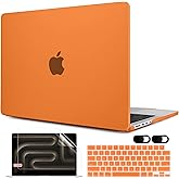 MEEgoodo for M4 MacBook Pro 16 inch Case 2024 2023 2021 (Fit Model A3403/A3186/A2991/A2780/A2485) M3 M2 M1 Pro/Max with Touch ID, Laptop Hard Shell Case with Keyboard & Webcam Cover, Matte Orange