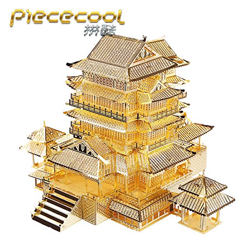 Piececool 3D Metal Puzzle Tengwang Pavilion Building Kits P067-G DIY Laser Cut Model Jigsaw Toys For Audit