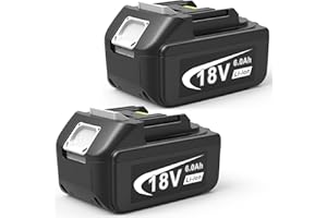 Djsanu 2 Pack 18V 6000mAh Replace Long-Lasting Lithium Battery for Makita 18V Battery, 6.0Ah Power with LED Indicator Compatible with Makita BL1850B/BL1860B/BL1840B/BL1820B & Cordless Tools/Chargers