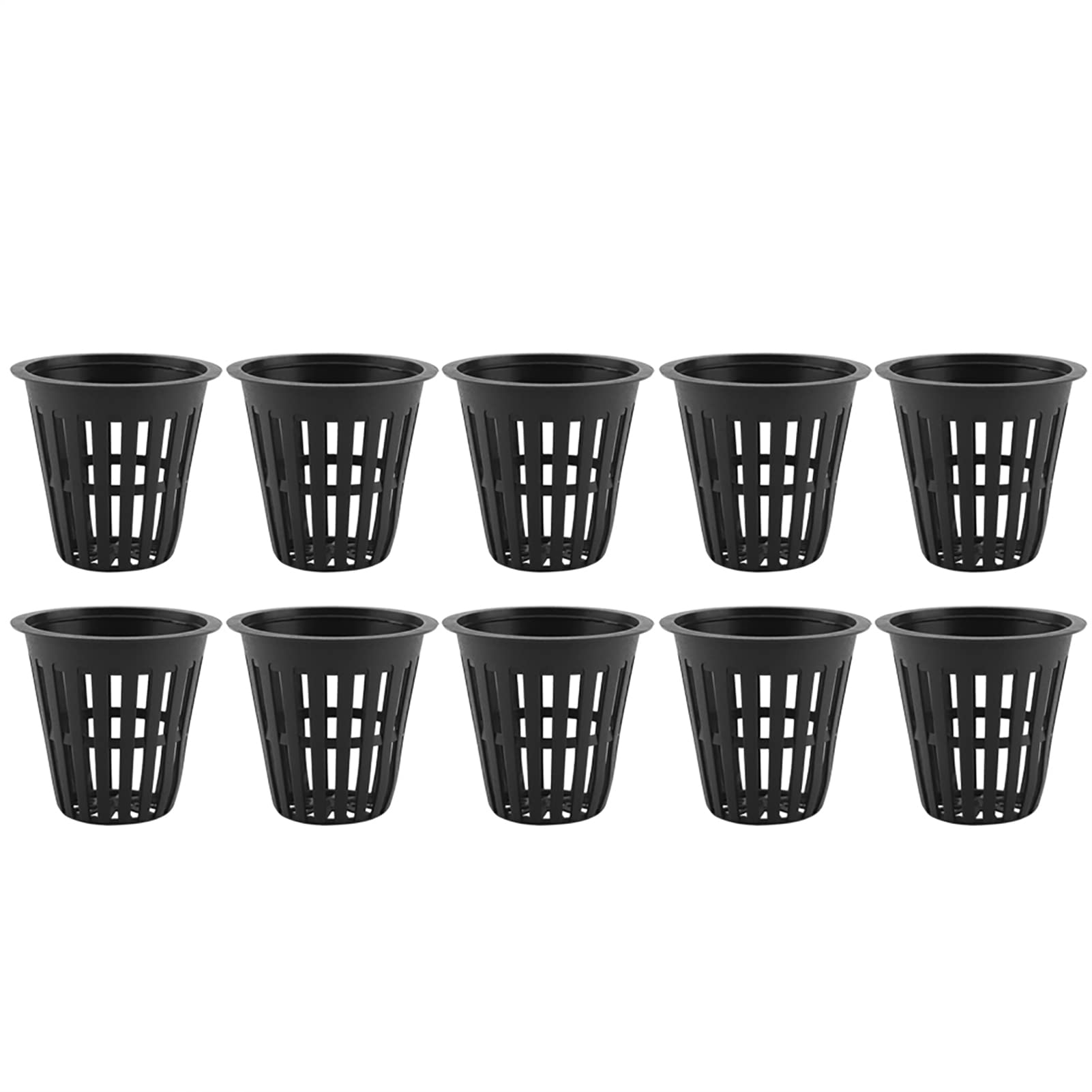 10pcs/Set Plant Cups Pots Durable Plastic Garden Net Nursery Bucket Basket for Hydroponics Garden Balcony Planting(Black)