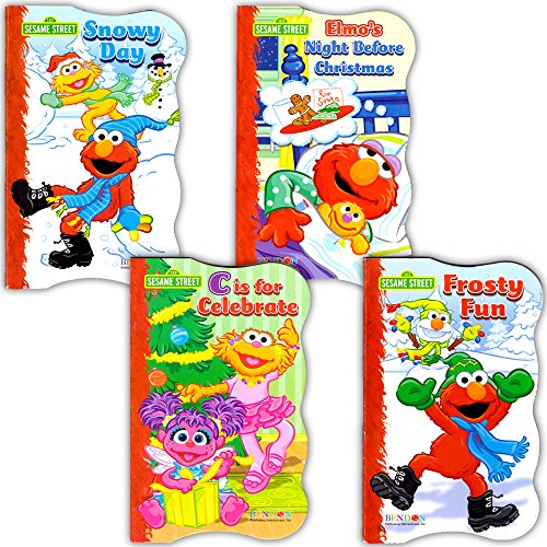 Sesame Street Elmo Christmas Board Book Set For Kids Toddlers (Set of 2 Board Books)