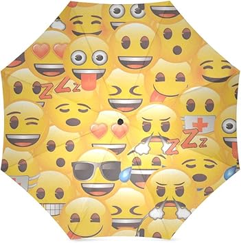Amazon Co Jp スマイリー絵文字絵文字イエローアンチ雨防風旅行ゴルフスポーツ折りたたみ式傘 スポーツ アウトドア