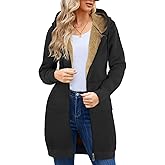 HEEKPEK Women's Long Hoodies Tunic Winter Fleece Jackets Casual Zip up Hoodies Soft Sherpa Sweatshirts Warm Long Coats