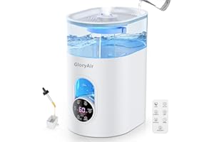Humidifiers for Bedroom Large Room Home - GloryAir 6L Quiet Top Fill Cool & Warm Mist Humidifier with Smart Humidity Control,