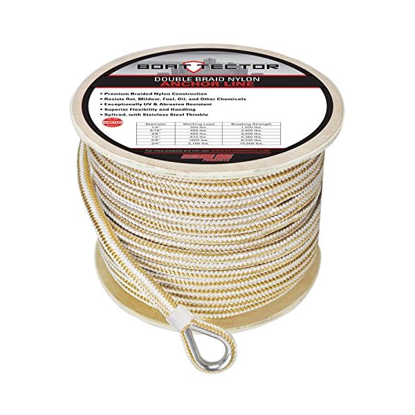 Extreme-Max-BoatTector-Premium-Double-Braid-Nylon-Anchor-Line-with-Thimble-White-Gold