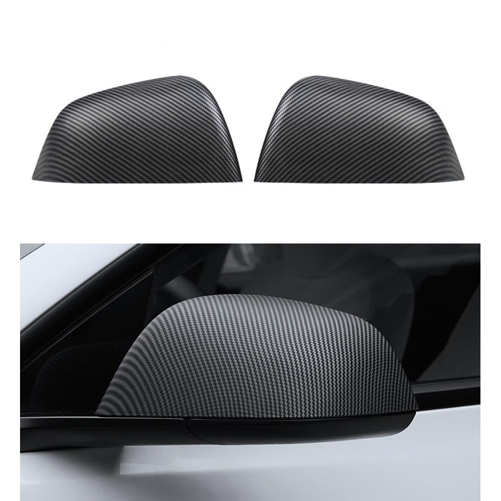 Photo 1 of StarYtbl 2Pcs ABS Mirror Caps Guard Tesla Model 3 Rearview Cover, Compatible with Model 3 2021-2024 2025 Refresh Highland Carbon Fiber Rear Side Mirror Cover (Matte Carbon Fiber Pattern, Model 3)
