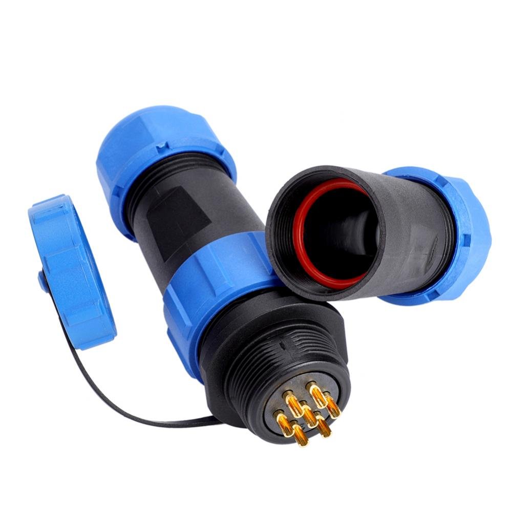 Fdit SP21 IP68 2/3 /4/5 /7/9 /12pin Waterproof Aviation Plug Socket Cable in-line Connector Plasti Aviation Plug and Socket IP68 Wire-to-Wire Installation 110-380V(7pin)