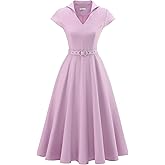 Wedtrend 1950's Vintage Dresses for Women Cocktail Dress with Belt Modest Church Dress Wedding Guest Dresses with Pockets