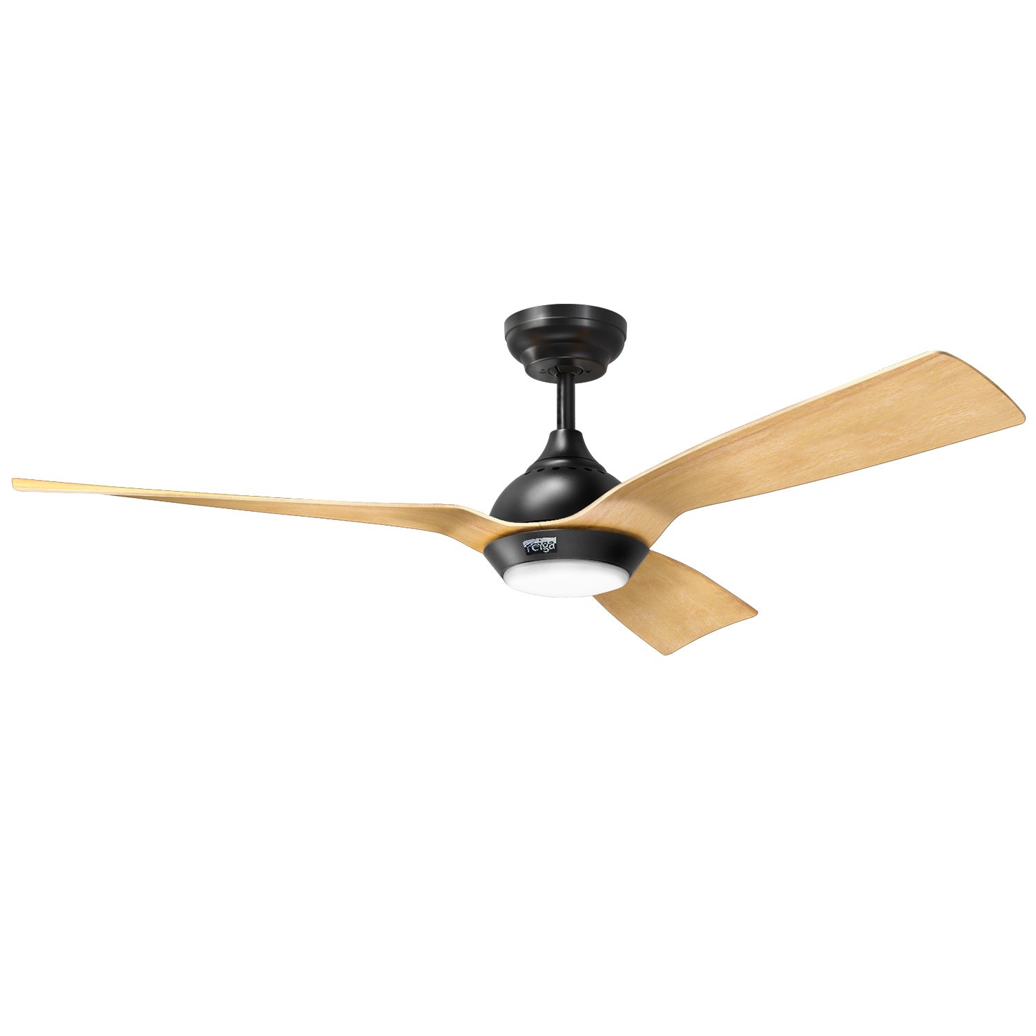 reiga Ceiling Fans with Lights and Remote 132cm, Modern Fan with 3 Reversible Blades, Silent DC Motor Operation for Bedroom Living Room, Timer - Oak Color