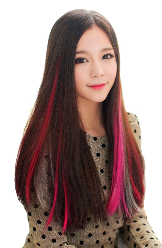Amazon Com Colored Highlight Hair Extensions Clip In One Piece