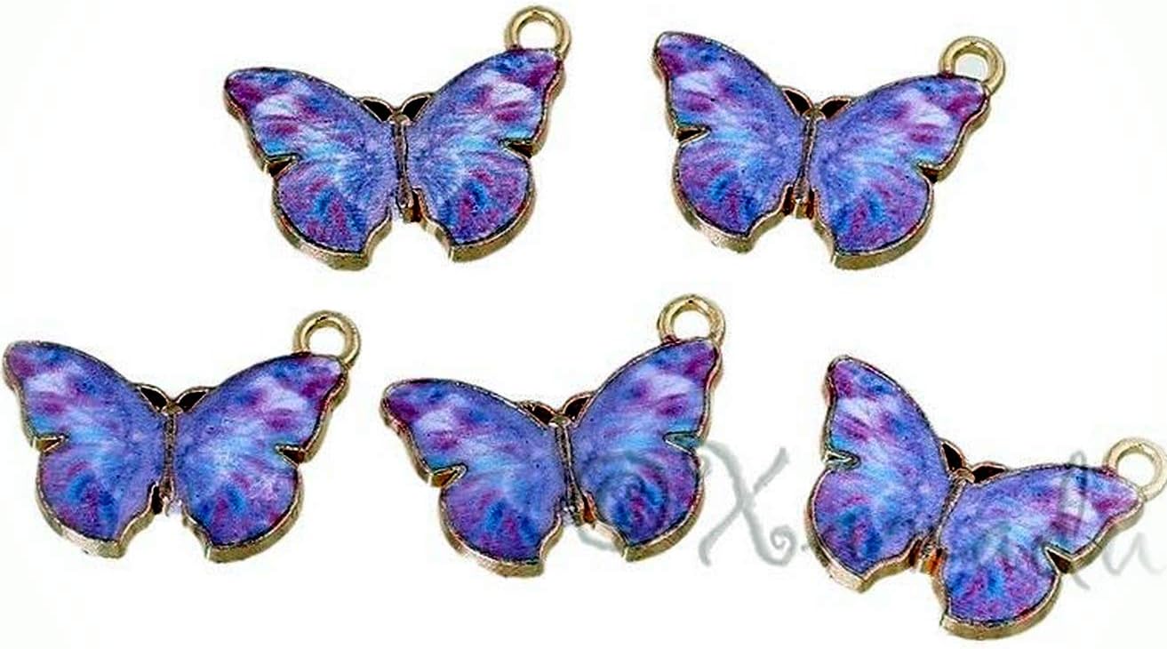 Purple Butterfly 20mm Gold Plated Enamel Charms 2PCs Vintage Crafting Pendant Jewelry Making Supplies - DIY for Necklace Bracelet Accessories by CharmingSS