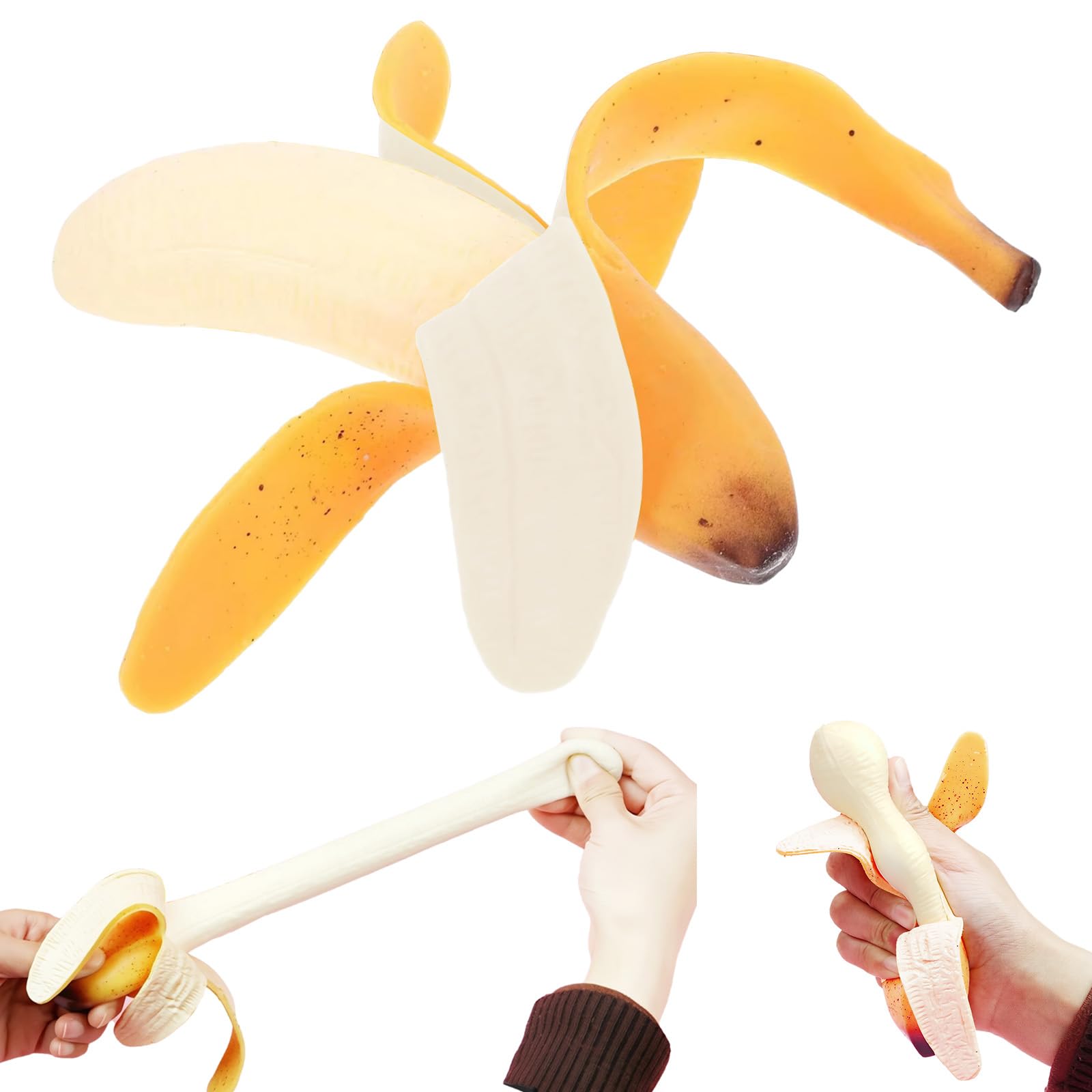 Banana Squishies Fidget Toys for Adults, Squeeze Toys Sensory Toys for Kids with Autism, Anxiety Relief Gift Novelty Squishy Gift, Scented Simulation Fake Bananas