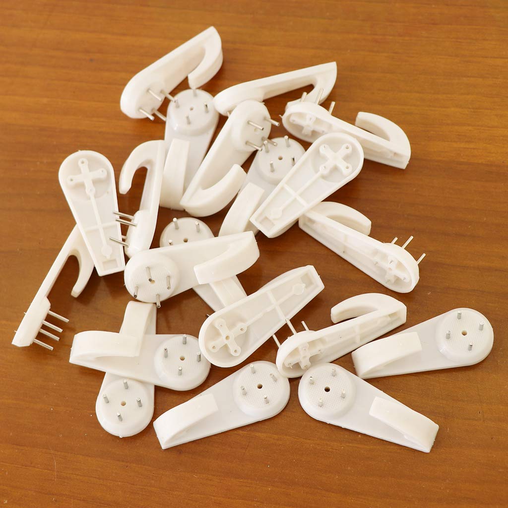 Kawn® Plastic Hard Wall Picture Frame Hooks Hangers 4Pin Pack of 20 XL