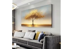 LAVIKARS Modern Tree of Life Wall Art for Living Room Office Golden Sunset Abstract Landscape Canvas Painting Prints Large Nature Artwork Home Kitchen Bedroom Decor (20x40 Inches)