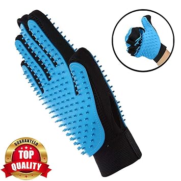 BIGOWL PetVogue Gentle Deshedding Pet Grooming Brush Massage Tool Glove with Enhanced 5 Finger Design