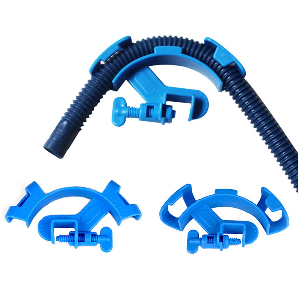 ANCLLO 5pcs Aquarium One Way Non-return Check Valve and Hose Holder Pipe Clamp Adjustable, for Fish Tank Air Line Tube Tubing Hose (Blue)