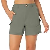 Evioset Womens 5 Inch Hiking Shorts Quick Dry Water Resistant Stretch Golf Shorts with Zipper Pockets