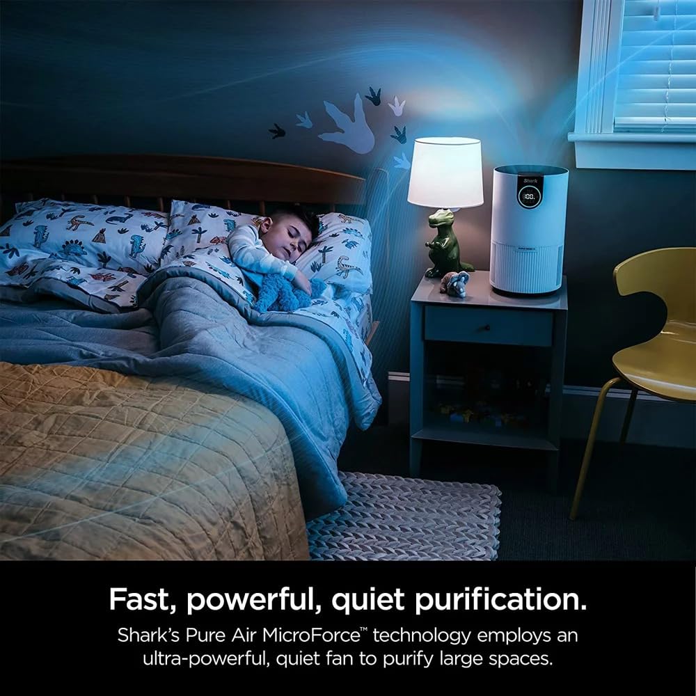 Shark HP200 Air Purifier MAX with Nanoseal HEPA, Cleansense IQ, Odor Lock, Cleans up to 1000 Sq. ft. and 99.98% of Particles, Dust, Allergens, Smoke, 0.1–0.2 Microns, White (Renewed)
