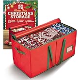 Holiday Cheer Premium Christmas Ornament Storage – Christmas Storage Container for Home Decorations and Festive Office Organizer – Fits 128 Holiday Ornaments – Tear-Proof Fabric