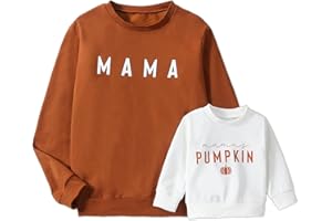 BULINGNA Mommy and Me Matching Outfit Letter Print Sweatshirt Family Matching Halloween Thanksgiving Christmas Pullover Shirt