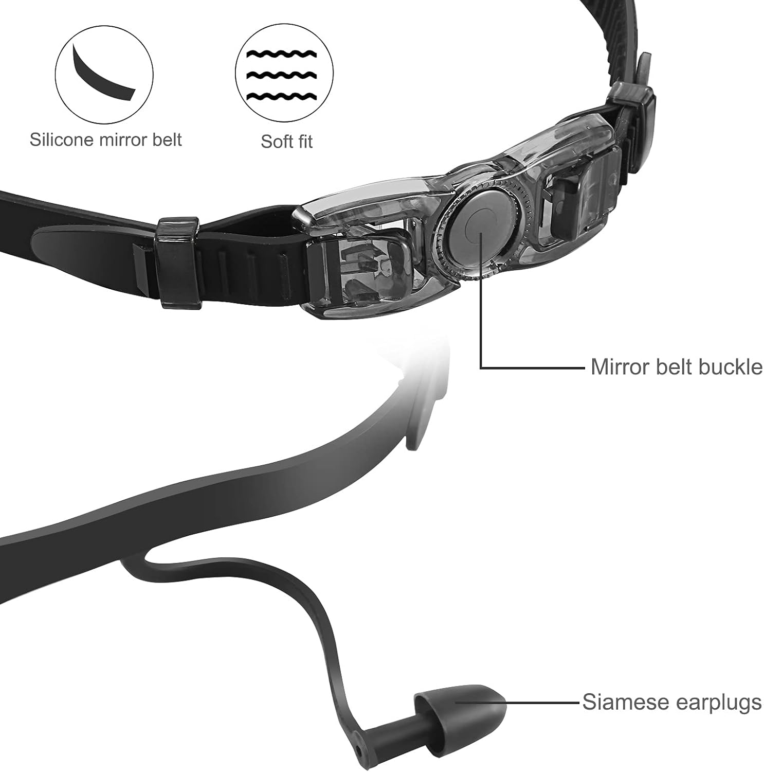 OPKALL Swimming Goggles Connected to Earplugs Swimming Goggles Anti Fog Triathlon with Crystal Clear UV Protection Case for Adult Men Women Youth Teen : Clothing
