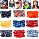 9pcs Seamless Headband Versatile 16-in-1 Stretchable Headwear Bandana Headwrap Sweatband Scarf, Balaclava, Helmet Liner, Face Mask for ATV/UTV Riding UV Protection Sport & Casual Multifunctional