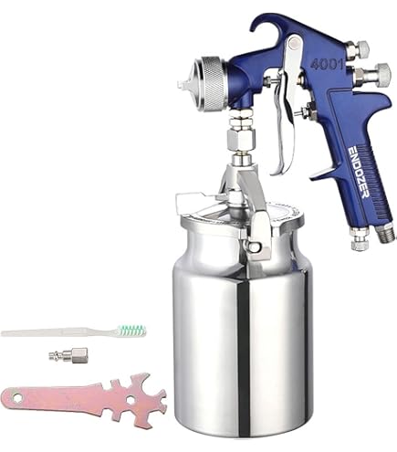 Endozer Siphon Feed Spray Gun - 34oz Cup, 1.4/1.7/2.0mm Nozzles, For Low Viscosity Paint & Finishing