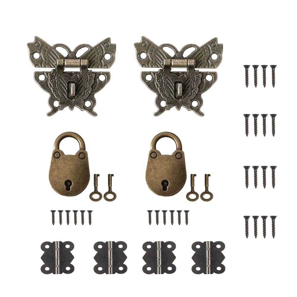 CYIOU 12pcs Vintage Padlocks with Keys Mini Hasp Small Suitcase Padlocks Multifunctional Decorative Padlock for Home Small Items Luggage Jewelry Box (with Screws)