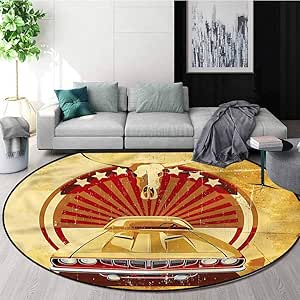 Amazon.com: RUGSMAT Cars Round Area Rug,Grunge Sports Car Bull Skull