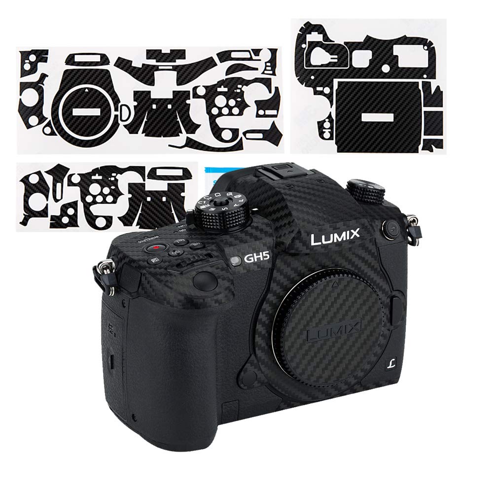 KIWIFOTOS Carbon Fiber Camera Body Skin Sticker Protective Wrap Cover for Panasonic GH5, 3M Anti-Scratch Stickers Decals DSLR Camera Protector Shield