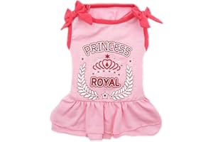 KYEESE Dog Dresses Pink Bowtie Pet Clothes for Yorkshire Vest Shirt Dog Sundress Princess X-Small