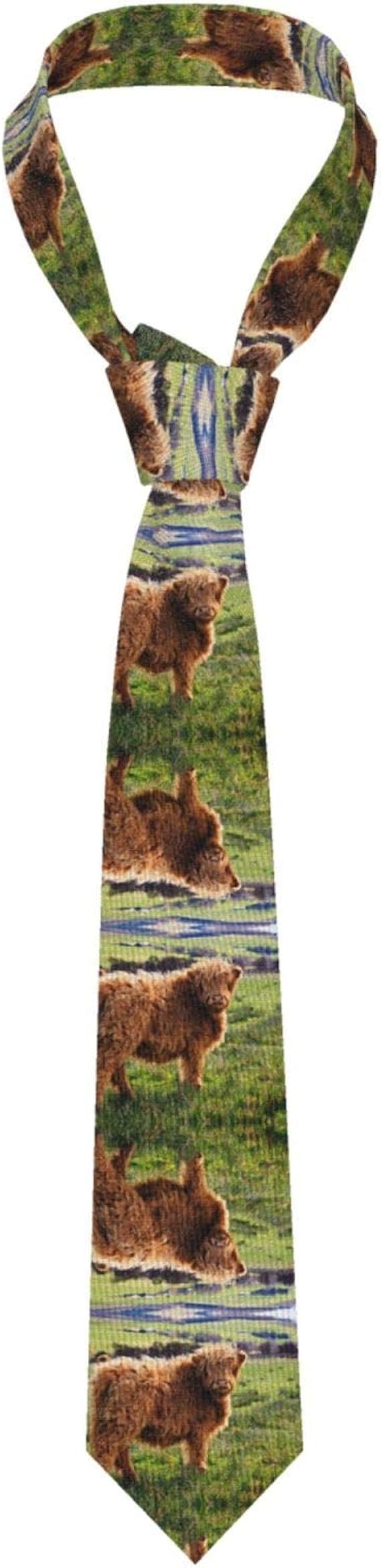 Lionel Philip Lustige Highland Cow Polyester Krawatten Seide Krawatte