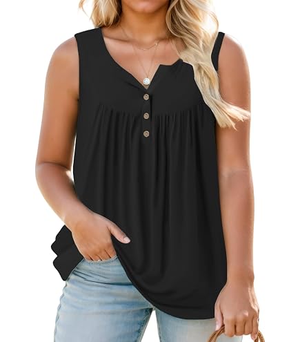 ROSRISS Women's Plus Size V-Neck Tank Top - 3XL Burgundy Henley Tunic, Rayon/Spandex - View #11