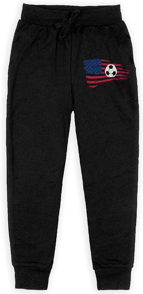Nm78kL&KU Men's Elastic Sweatpants, 100% Cotton Soccer USA Flag Sport Running Pants for Youth
