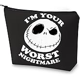 WZMPA Funny Jack Cosmetic Bag Jack Fans Gifts I'm Your Worst Nightmare Makeup Zipper Pouch Bag Horror Fairy Tales Merchandise (Worst Nightmare -BL)