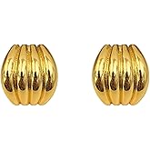 Statement Chunky Gold Earrings for Women Unique Square Stainless Steel Heaven Mayhem Button Stud Earrings Trendy Jewelry