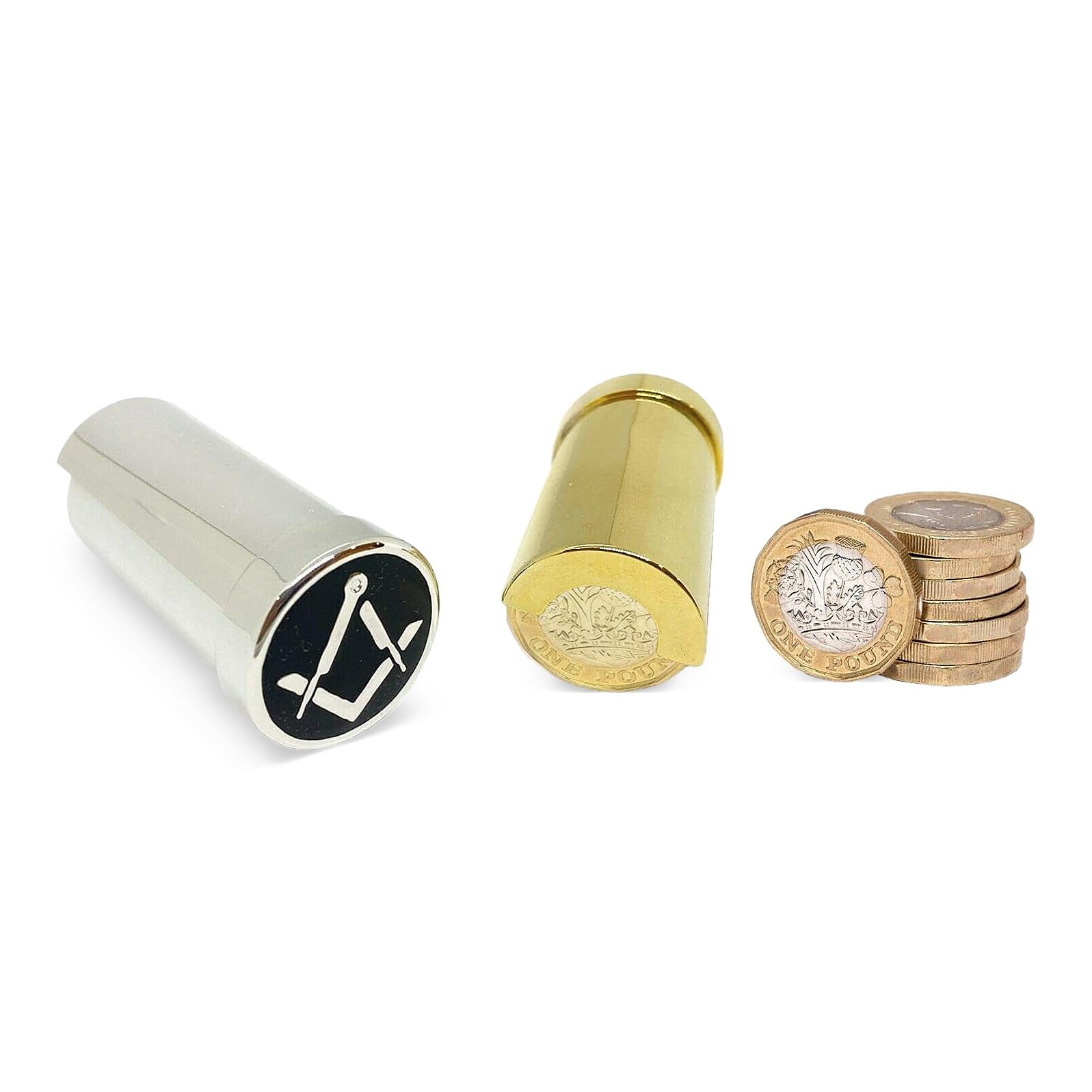 THE MASONIC COLLECTION - Craft Design Coin Holder Wallet - Made with Gold/Silver Plated Brass - Freemason Gift for Men